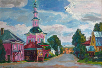 Центральная улица в Тотьме. 2006. Холст, масло. 60х90